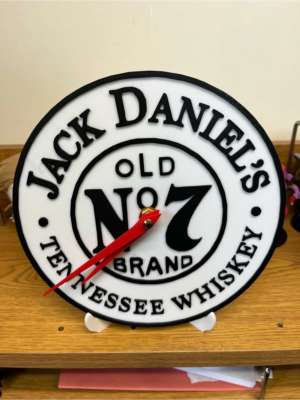 Jack Daniels Black and White Wall Clock with Red Hands